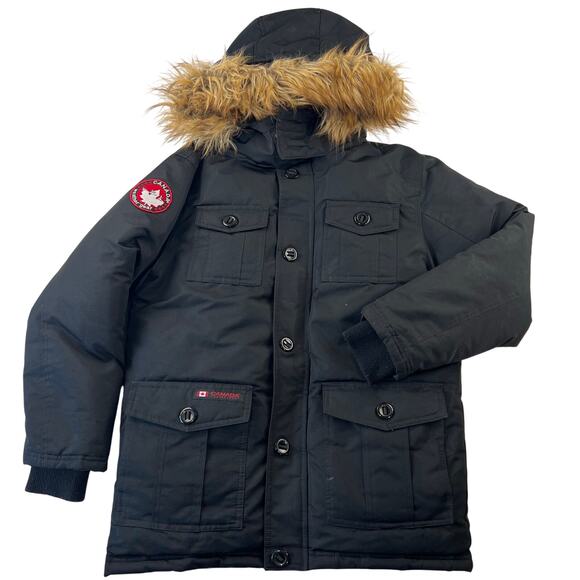 Canada Weather Gear Kids Unisex Black Puffer Coat Parka size XL 18/20 - Picture 1 of 11